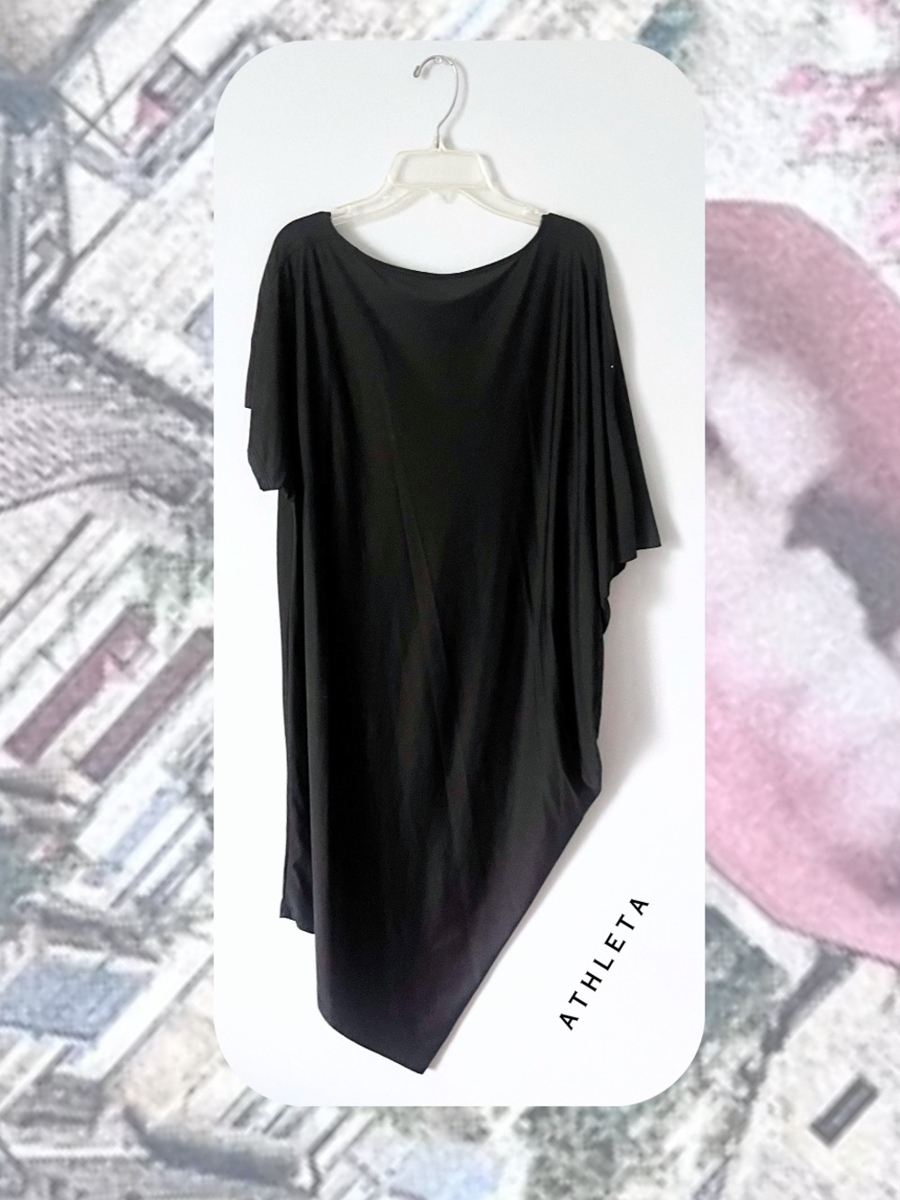 (tunic) Athleta Black Asymmetric One-Shoulder Tunic Dress